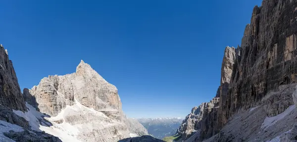 Vista Panorâmica Sobre Cadeias Montanhosas Das Dolomitas Itália — Fotografia de Stock