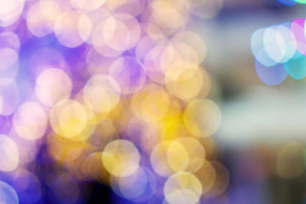Abstract blurred bokeh colorful lights circle with copy space in the night day for pattern and background.