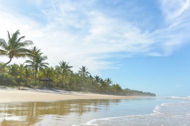 Büyük bir kum plaj dalgalar su yansıması