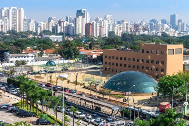 Sao Paulo, Brazil, mai 26, 2018: Aerial view of the new modern Eucalipto subway station in Sao Paulo clipart
