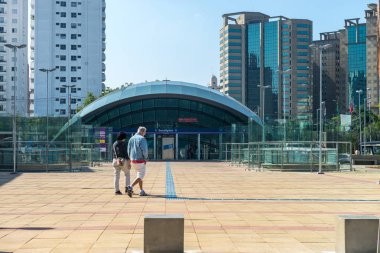 Sao Paulo, Brazil, mai 26, 2018: The new modern Eucalipto subway station in Sao Paulo in Brazil clipart