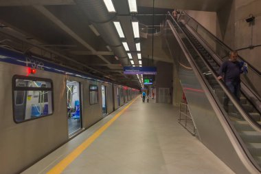 Sao Paulo, Brezilya, mai 26, 2018: Eucalipto içinde yeni Metro İstasyonu'na Sao Paulo