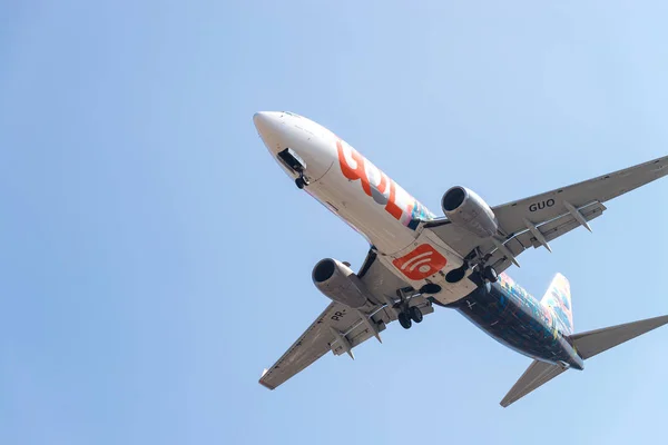 サンパウロ ブラジル 2018 着陸する空港に近づく航空機のビューを閉じる — ストック写真