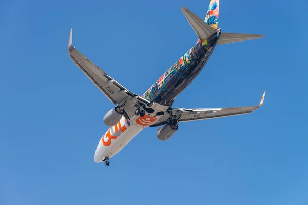 サンパウロ ブラジル 2018 着陸する空港に近づく航空機のビューを閉じる — ストック写真