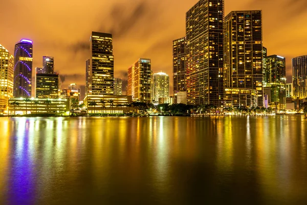 Vue Nuit Des Bâtiments Centre Ville Miami Floride — Photo