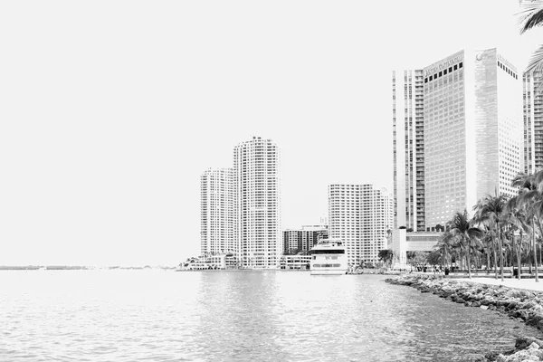 Vista do centro de Miami com muitos edifícios — Fotografia de Stock