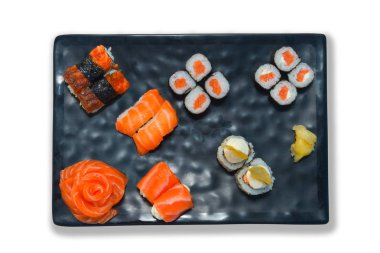 Japon gıda seti beyaz arka plan üzerinde izole