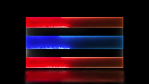 Döngülü Neon Işık Efekti Simgeleri Tayland Bayrağı Siyah Arkaplan — Stok video