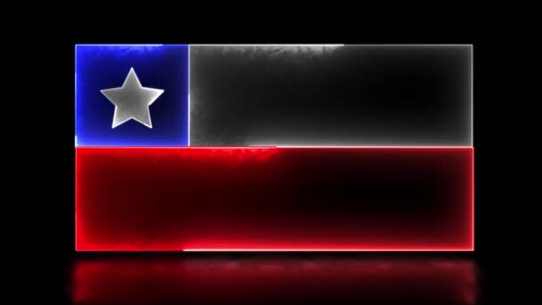 Pętla Neonowych Ikon Efektu Świecenia Flaga Narodowa Chile Czarne Tło — Wideo stockowe