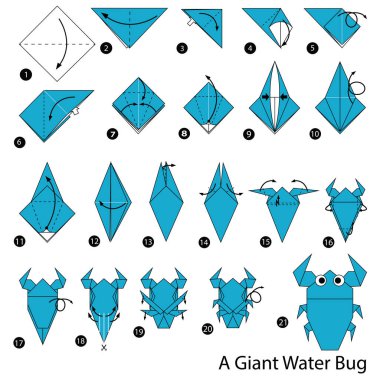 adım adım talimatları nasıl origami A Dev Su Bug yapmak