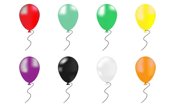 Balon seti beyaz bir arka planda izole edildi. Parti, doğum günü ve düğünler için vektör illüstrasyon balonu..