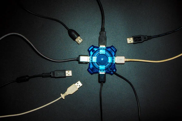 Hub Usb Seperare Connessione Dell Apparecchiatura Usb — Foto Stock