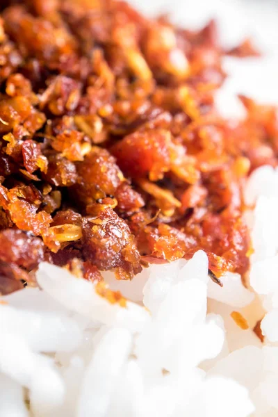 Pescado Asado Chile Mezclado Con Arroz Cocido — Foto de Stock