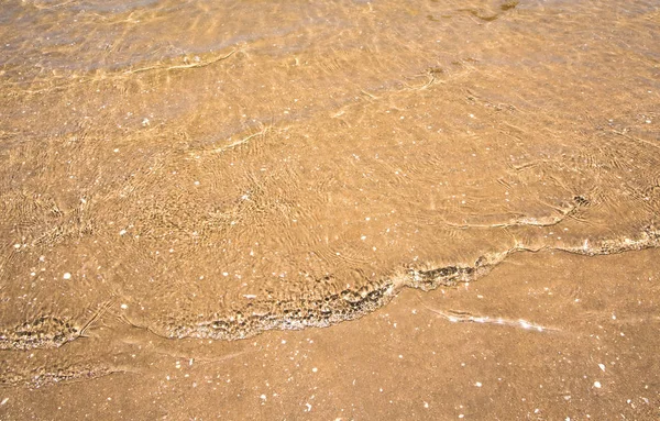 Reflection Sunlight Moving Sea Water Surface Sand Beach Sea Wave — Stock Photo, Image