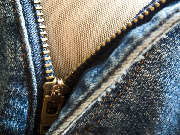 Närbild Unzip Jean — Stockfoto