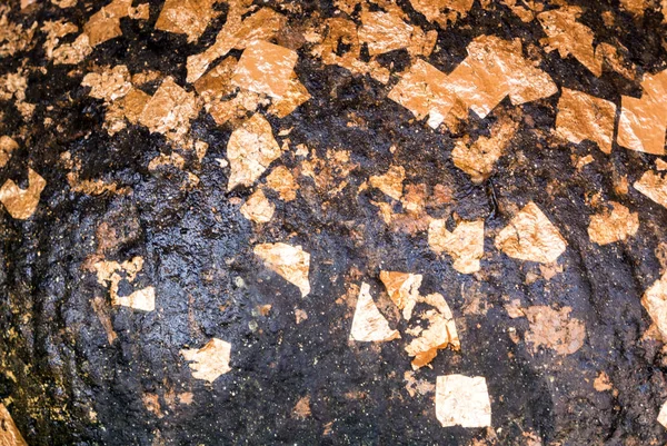 Textura Hoja Dorada Pegada Superficie Estatua Buda — Foto de Stock