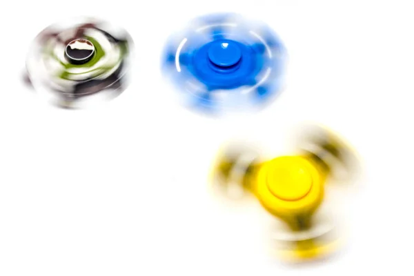 Fidget Spinner Mano Girando Sobre Fondo Blanco — Foto de Stock