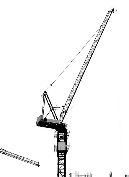 Żuraw Wieżowy Pracujący Placu Budowy — Zdjęcie stockowe