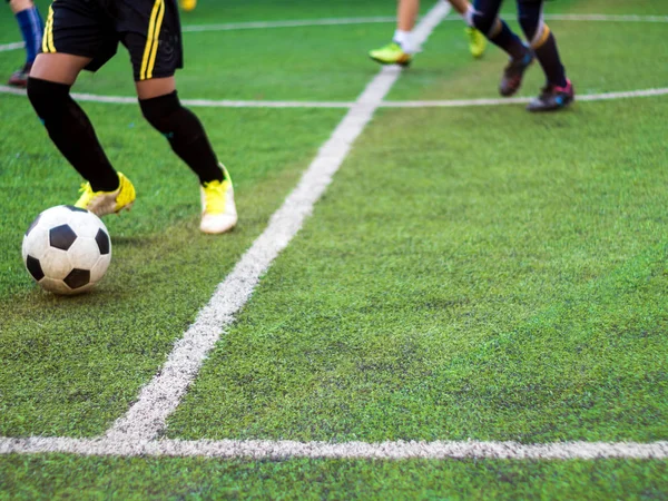 The footballers are competing in color sports of elementary school