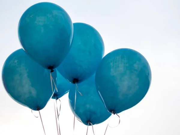 Texture on surface of blue Floating balloons