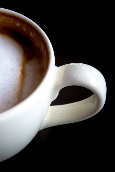 Heißer Milchkaffee Und Weicher Schaum Weißer Keramiktasse — Stockfoto