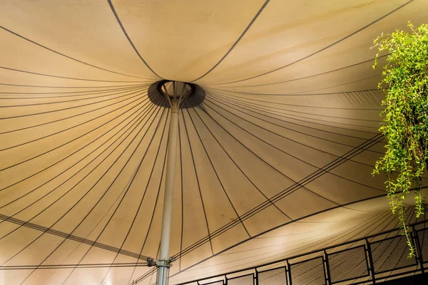 Canvas roof and large structure Stretched between buildings