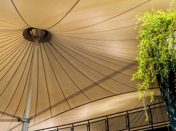 Canvas roof and large structure Stretched between buildings