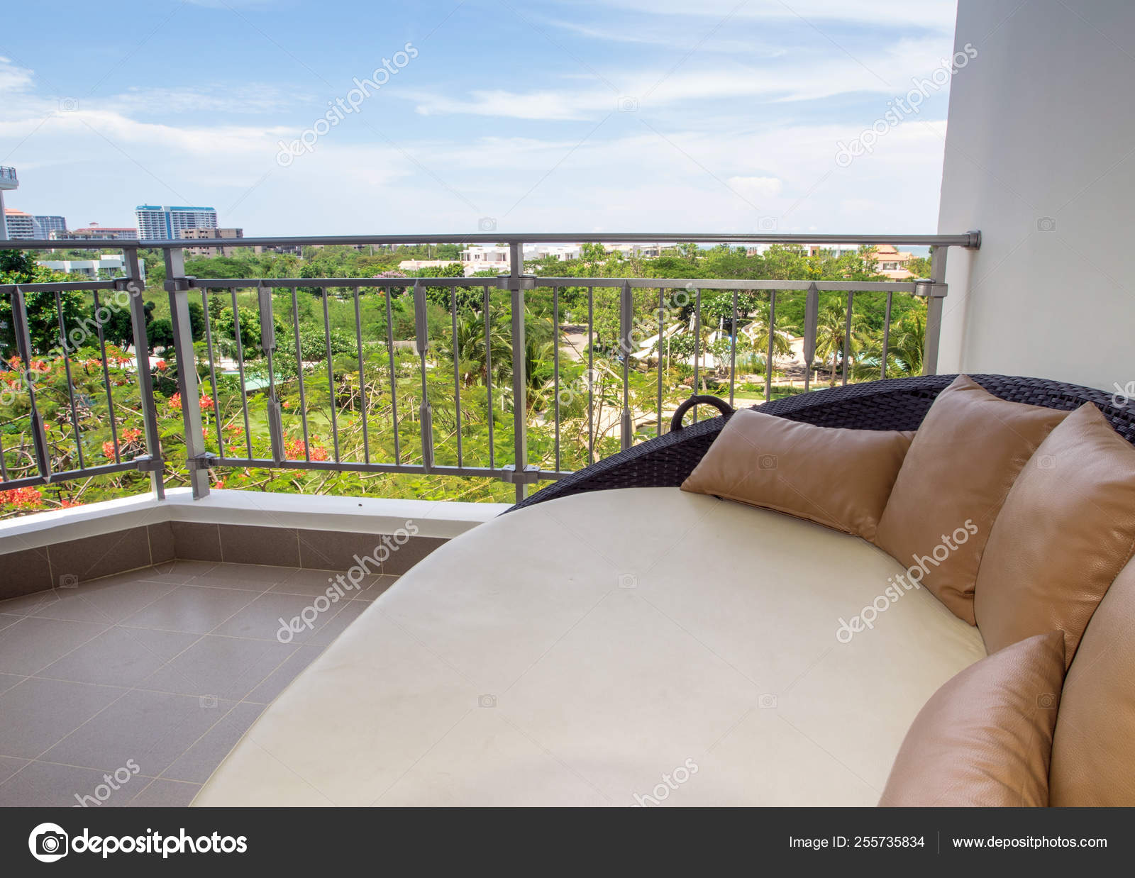 Waterproof outdoor daybed at the balcony Stock Photo by ©Satakorn.s