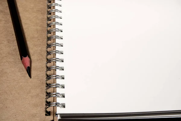 White paper page of Note Book and Pencil — Stock Photo, Image