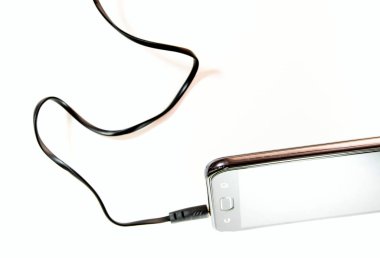 Flat line cable of audio jack connect to smartphone