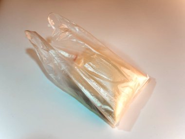 Plastik torbada soya sütü geleneksel Tayland ya da Çin mutfağı.