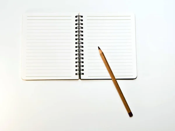 Pencil Lined White Paper Notebook — Stock Photo, Image