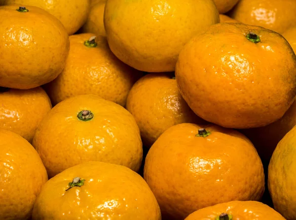 Primer Plano Sobre Superficie Brillante Los Frutos Naranja Frescura — Foto de Stock