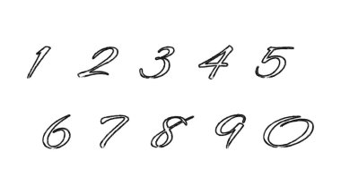 Yaratıcı tasarım için el çizimi siyah sayılar çizim biçimi