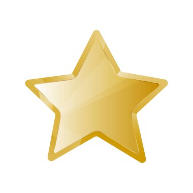 Parlak yansımalı ve eğimli kenarlı parlak altın yıldız, ödülü ya da başarıyı simgeliyor.