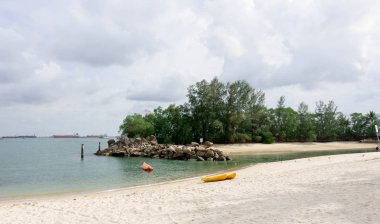 Siloso Beach Sentosa Singapur en ünlü beyaz plaj