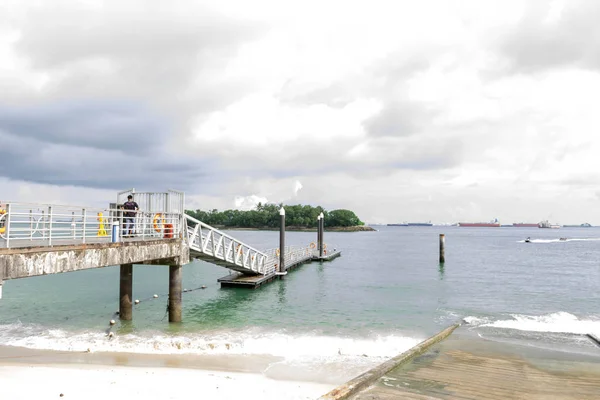 Siloso Beach Sentosa é a praia branca mais famosa de Singapura — Fotografia de Stock
