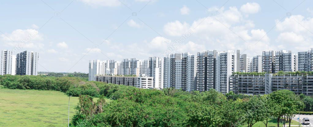 Panorama shot of residential HDB condominiums in Singapore