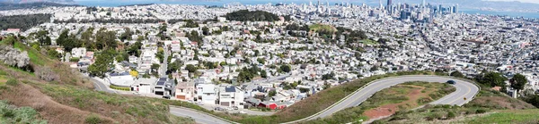 Panorama Snímek San Francisco Skyline Centra Nebo Obchodní Čtvrti Twin — Stock fotografie