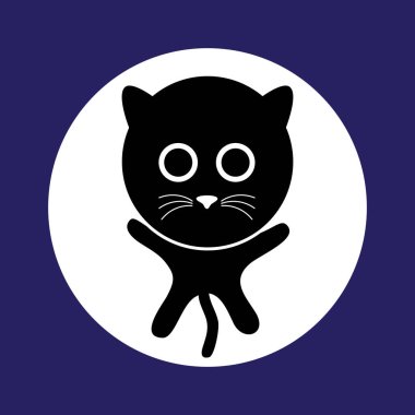 Kara kedinin hayvan ya da cadılar bayramı temalı elementler için dolunay ile zıplamasının vektör çizimi