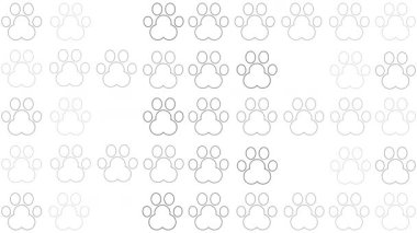 Yatay beyaz ekranda göz kırpan kedi ayak izi sanat tarzının kusursuz döngü animasyonu