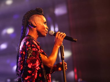 Zürih, İsviçre - 11 Mayıs 2018: Skye Edwards, Morcheeba, ünlü sesi canlı Zürih'te gerçekleştirir. Michele Morrone tarafından (fotoğraf)