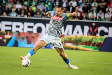 Wolfsburg, Almanya, 11 Ağustos 2018: Marek del, Wolfsburg, Almanya için Volkswagen Arena'da bir futbol maçı sırasında eylem ünlü Napoli futbol oyuncusu. Michele Morrone tarafından (fotoğraf)