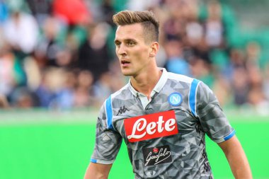 Wolfsburg, Almanya, 11 Ağustos 2018: Ssc Napoli futbolcu Arkadiusz Milik 2018/2019 sezon bir maç sırasında. Michele Morrone tarafından (fotoğraf)