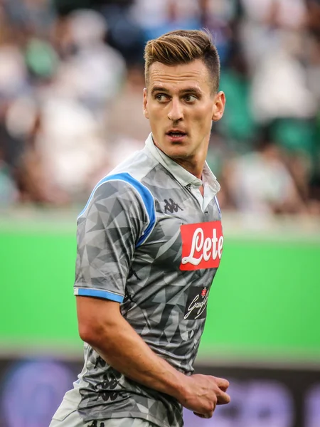 Wolfsburg, Almanya, 11 Ağustos 2018: Ssc Napoli futbol oyuncusu Arkadiusz Milik 2018/2019 sezon. 