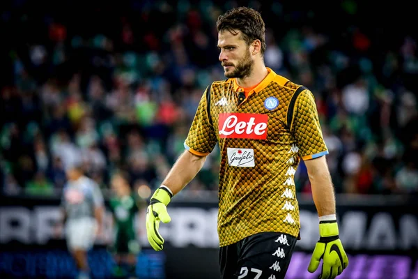 Wolfsburg, Almanya, 11 Ağustos 2018: Ssc Napoli kaleci, Orestis Karnezis #27 Ağustos 2018 bir maç sırasında. Michele Morrone tarafından (fotoğraf)