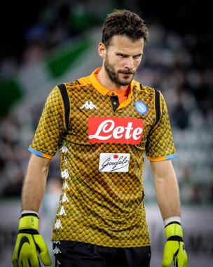 Wolfsburg, Almanya, 11 Ağustos 2018: Ssc Napoli kaleci, Orestis Karnezis, Ağustos 2018 bir maç sırasında. Michele Morrone tarafından (fotoğraf)