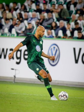 Wolfsburg, Almanya, 11 Ağustos 2018: futbol oyuncusu John Anthony Brooks eylem Vfl Wolfsburg t-shirt ile bir futbol maçı sırasında 2018, 2019 sezon içinde. Michele Morrone tarafindan fotograf.