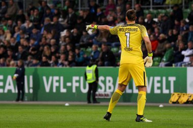 Wolfsburg, Almanya 11 Ekim 2017. VfL kadın kaleci, bir maç Avrupa Bayanlar'ın Şampiyonlar Ligi sırasında Almuth Schult. VfL Wolfsburg - atletik Madrid. 11 Ekim 2017 yılında Wolfsburg, Almanya. Michele Morrone tarafindan fotograf.