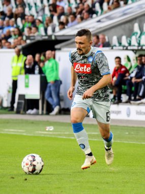 Wolfsburg, Almanya, 11 Ağustos 2018: futbolcu Mrio Almanya'da Vfl Wolfsburg karşı bir maç oynayan Rui. 